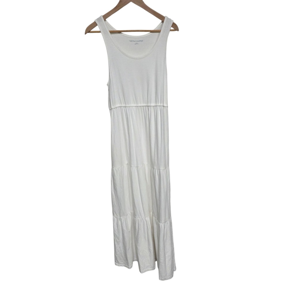 Soft Surroundings White Tiered Tank Maxi Dress Small Made in India